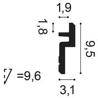 ORAC C394 Eckleiste - 200 x 3,1 x 9,5cm (VE = 32Mt)