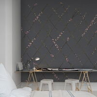REBEL WALLS 1222561DP Winding Spring, Black - indiv. Digitaldruck, Motiv fortsetzbar
