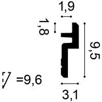 ORAC C394 Eckleiste - 200 x 3,1 x 9,5cm (VE = 32Mt)